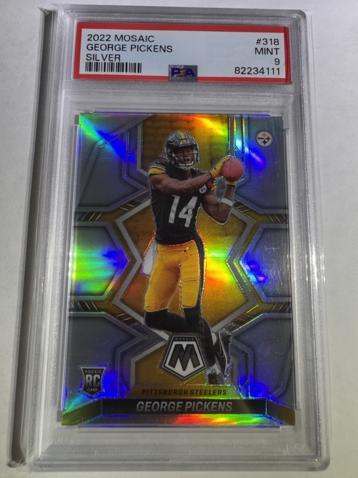 PSA 9, 2022 Panini Mosaic - Rookies George Pickens #318 Silver Prizm