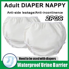 2x EVA White Plastic Pants Adult DIAPER NAPPY Incontinence Pants Diaper Cover