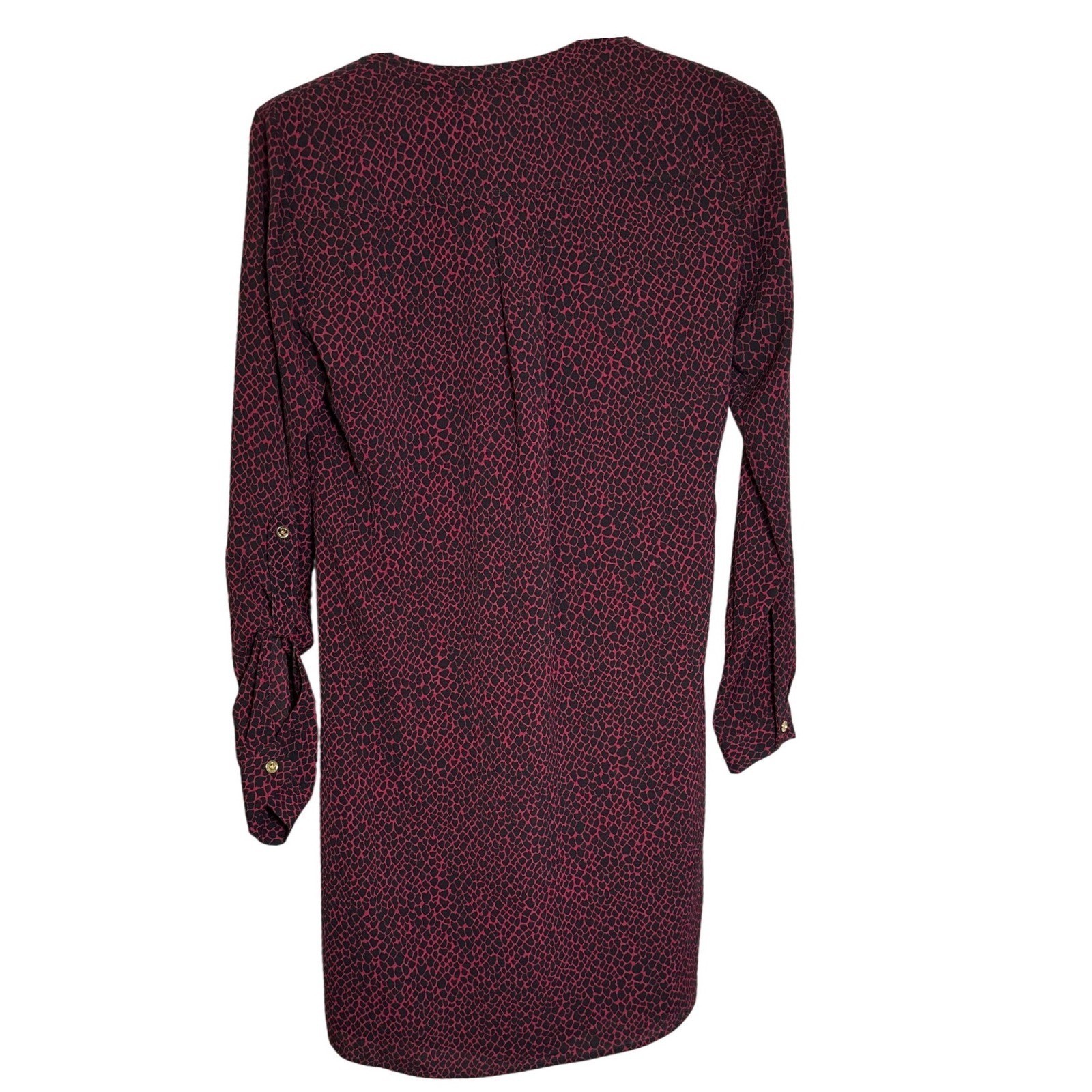 NWT MICHAEL KORS Women's Burgundy S Animal Print Lace Up Chain Dress thumbnail 2