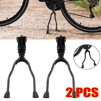 2X Bicycle Double Leg Side Stand Kick Kickstand Bike Support Spring Center Black