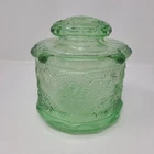 Indiana Glass Tiara Chantilly Lime Green Canister 3.5/5'' tall VINTAGE