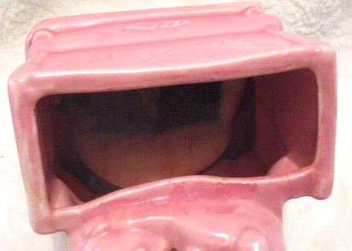 Fioriera/vaso in ceramica rosa vintage~W&K~coppia corteggiante~uomo e donna~alto 5,5" - Foto 14 di 17