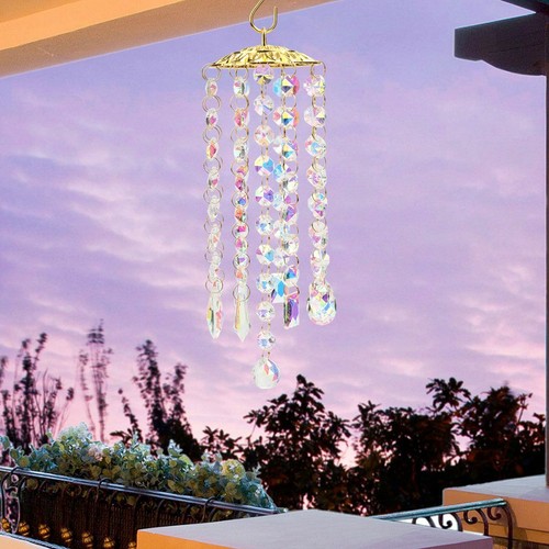 Colorful Crystal Wind Chimes Home Garden Outdoor Patio Lawn Hanging Decor Gift - Afbeelding 7 van 12