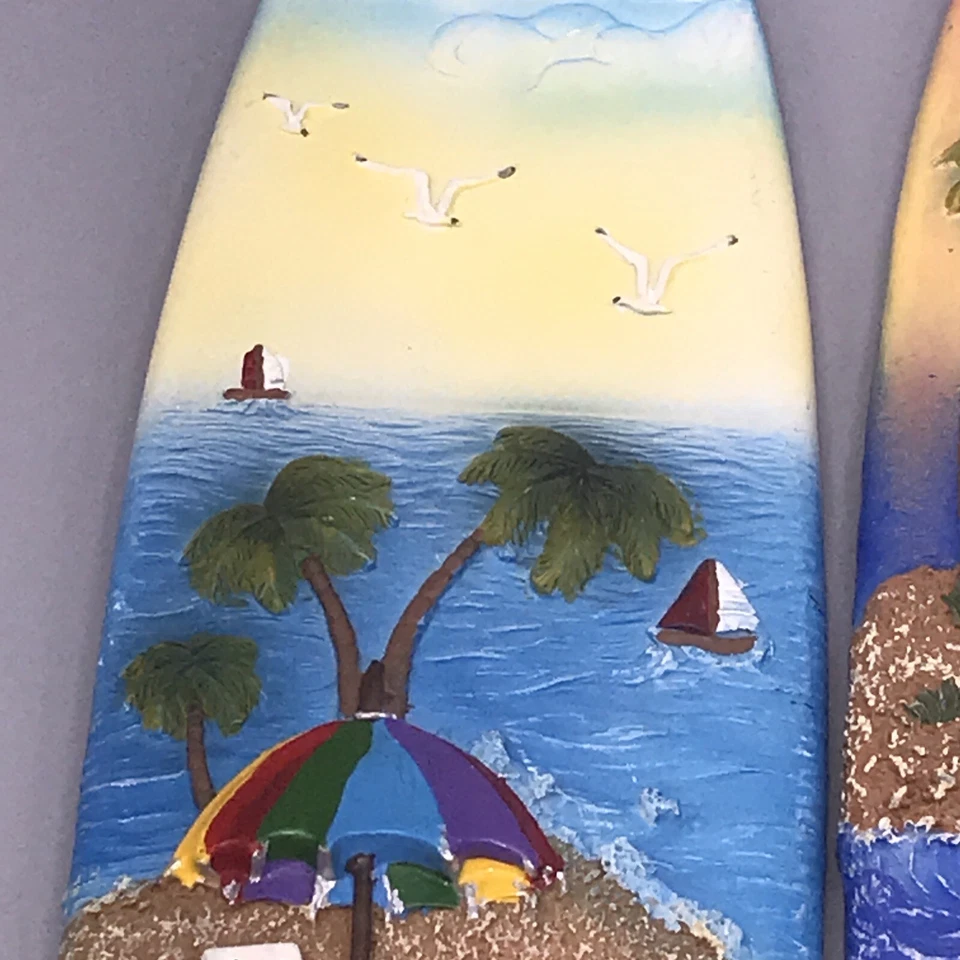 Tradewind Bay Surfboard Art, 2 wall mount 3D, 10.5" x 2.5", beach scene - Image 3 of 4