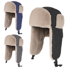 Mens Womens Winter Hat Winter Hat Fur Windproof Warmer Fleece with Ear Flaps US