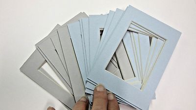 Picture Frame Mat 3.5x5 for 2.5x3.5 ACEO 8 Light gray 8 pale blue SET ...