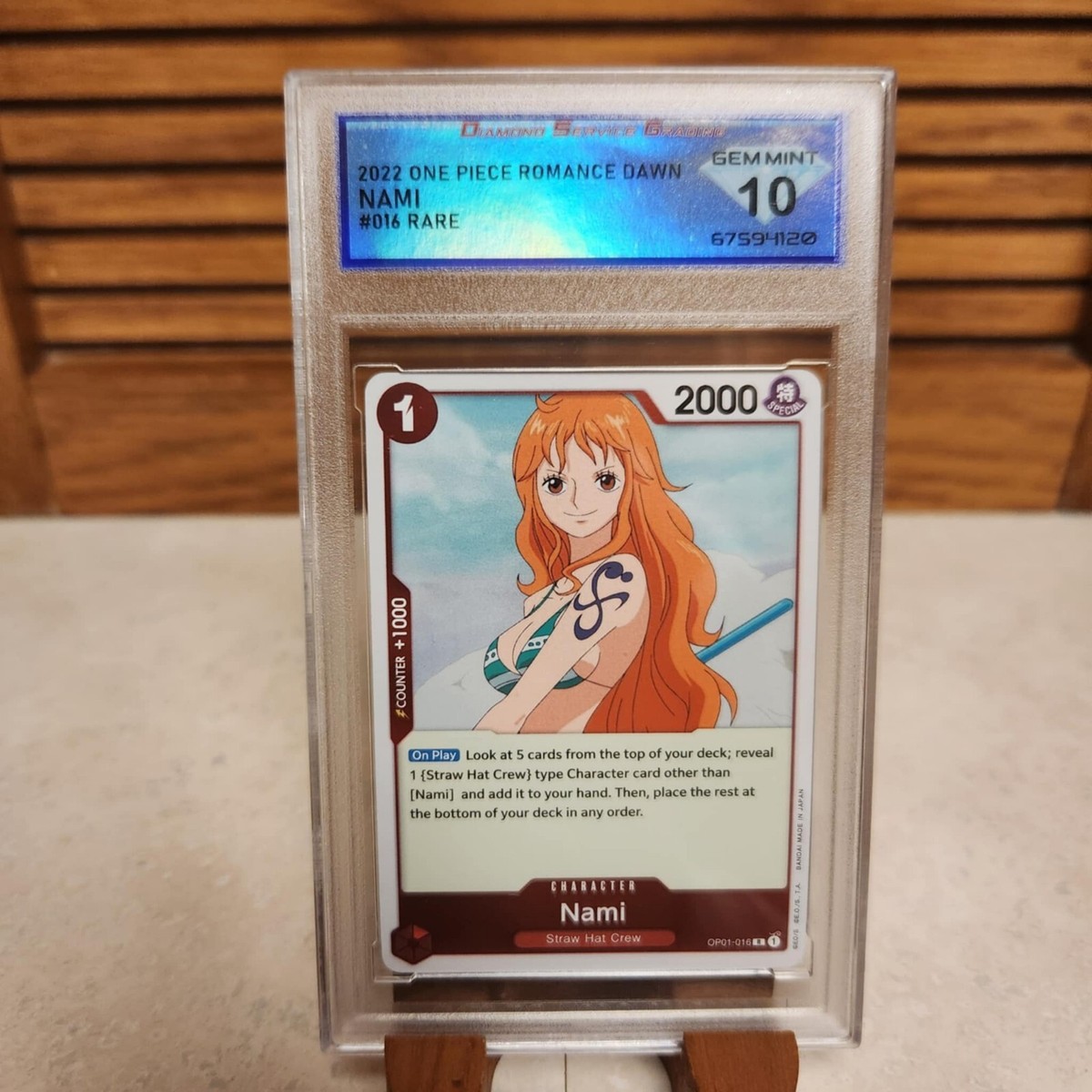 DSG 10 Nami OP01-016 Pre-Errata - Romance Dawn - One Piece (PSA 10