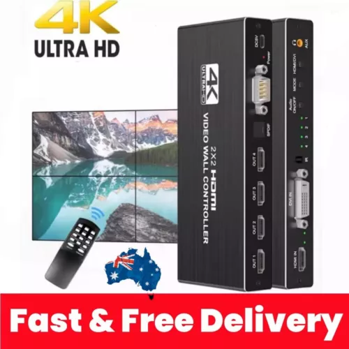 4K 2x2 HDMI DVI Video Wall Controller Processor Multi Video Screen Splicer - Picture 1 of 15