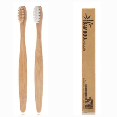 Bamboo Toothbrush 5 PCS Wooden Toothbrushes Organic Wood Natural Eco Friendly .