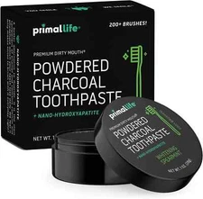 Primal Life Powdered  Charcoal Toothpaste Whitening Spearmint  1oz NEW, SEALED