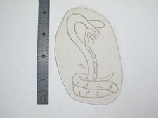 vtg 1960s 70s Tattoo Flash acetate stencil Coiled Rising Cobra signed SN3