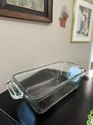 Vintage Anchor Hocking Glass Loaf Pan 1041 Handles 1.5 Qts 9”x 5.25” USA