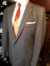 Men s VTG 1950s Gray White Fleck Tweed Blazer Sport Coat 40 Tall Rockabilly 1958