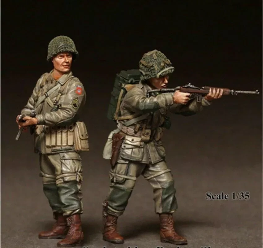 Lot De 3 Figurines Résine 1:35 – Soldats US Avec Scène WW2 – Non Peintes