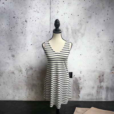BCX Women Black White Striped Sleeveless Tie Back Dress Size XS