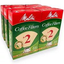 Melitta #2 Super Premium Cone Coffee Filters Natural Brown 100 Count Pack of 6