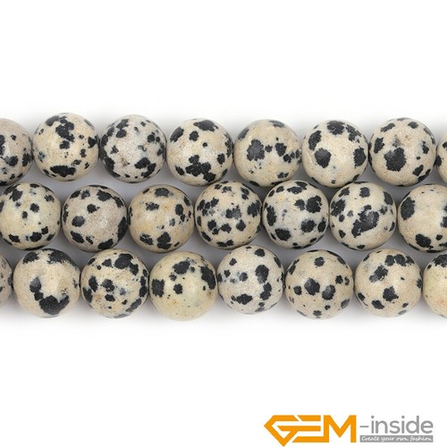 Natural Dalmation Jasper Gemstone Big Hole Loose Beads for Jewelry Making 15" - Picture 30 of 35