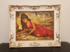 Signed Painting Oil On Canvas After Robert Van Cleef Ace of Hearts 18×14 Framed