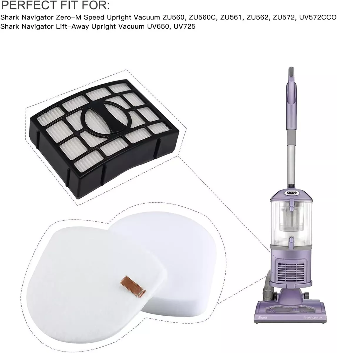 For Shark Navigator UV650 UV725 ZU660 Vacuum Cleaner Parts XHF560 Filt 560C