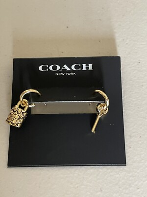 Key Ear Sorter COACH PADLOCK KEY EARRINGS SIGNATURE BRAND BLACK QUILTED & GOLD TONE 1 ...