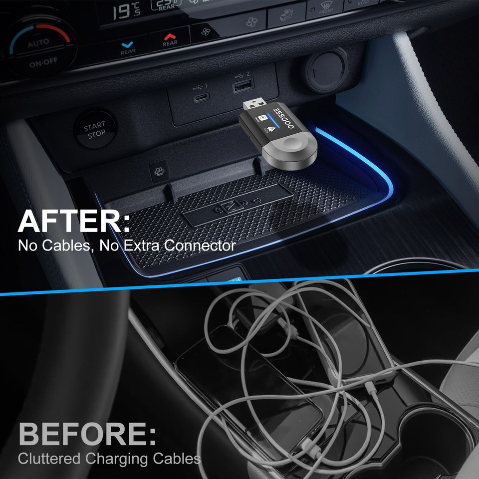 ESSGOO Wireless Apple Carplay Adapter Android Auto Adapter USB Car