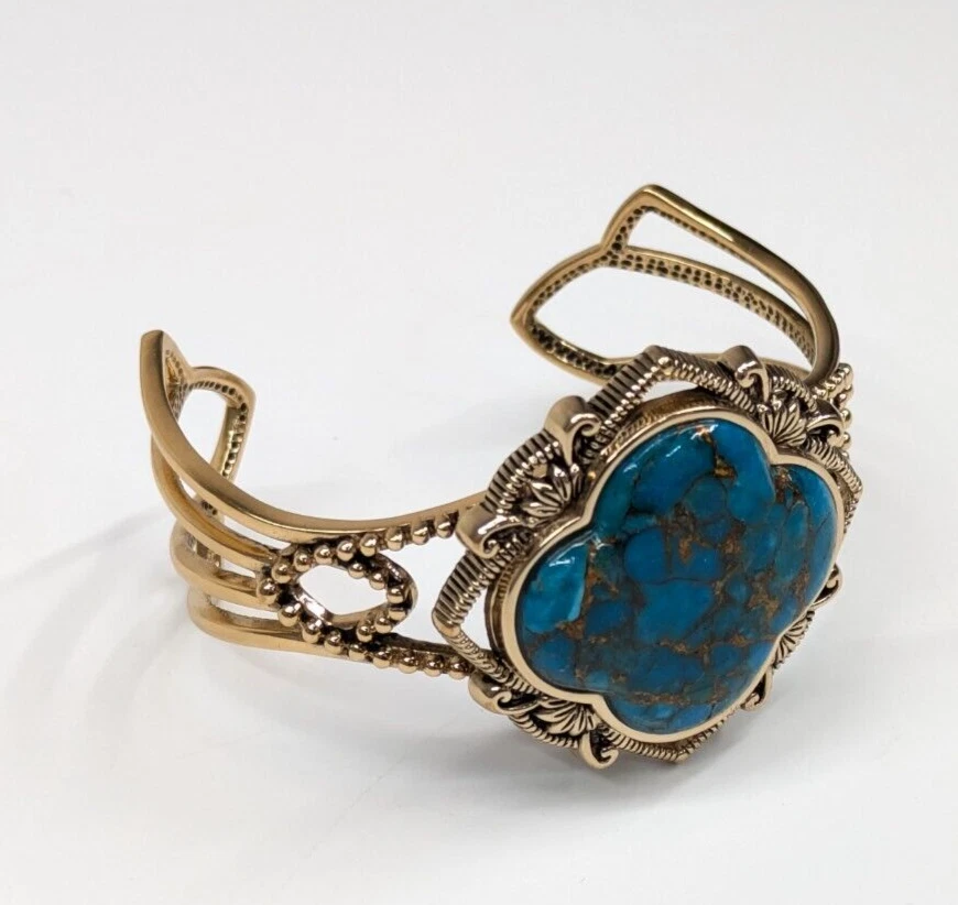 Brazalete Barse Tailandia "SANIBEL" Turquesa con Bronce Infundido Calado Foto 4 de 4