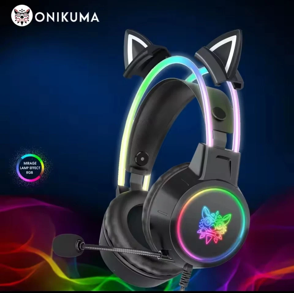 Qonikuma Gaming Headset with RGB Lights, Detachable Cat Ears and much more! - Image 3 of 4
