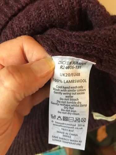 Seasalt Dicken jumper, aubergine,size 20, deluxe 100%lambswoolraglan sleeves rib - Picture 8 of 8