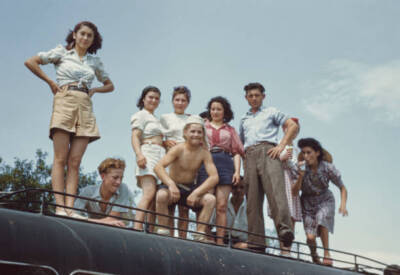 Camargue Bullfight Audience Spectators stand on the roof of a bus - 1960 Photo