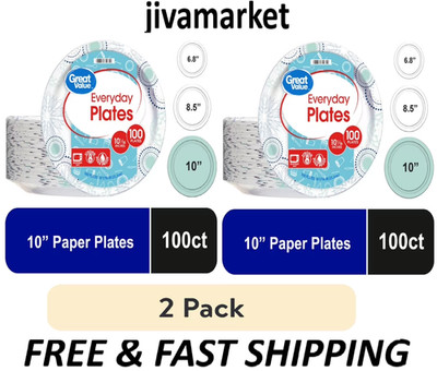 Great Value Disposable Paper Plates, 10 inch, 100 Count Each- Pack of 2