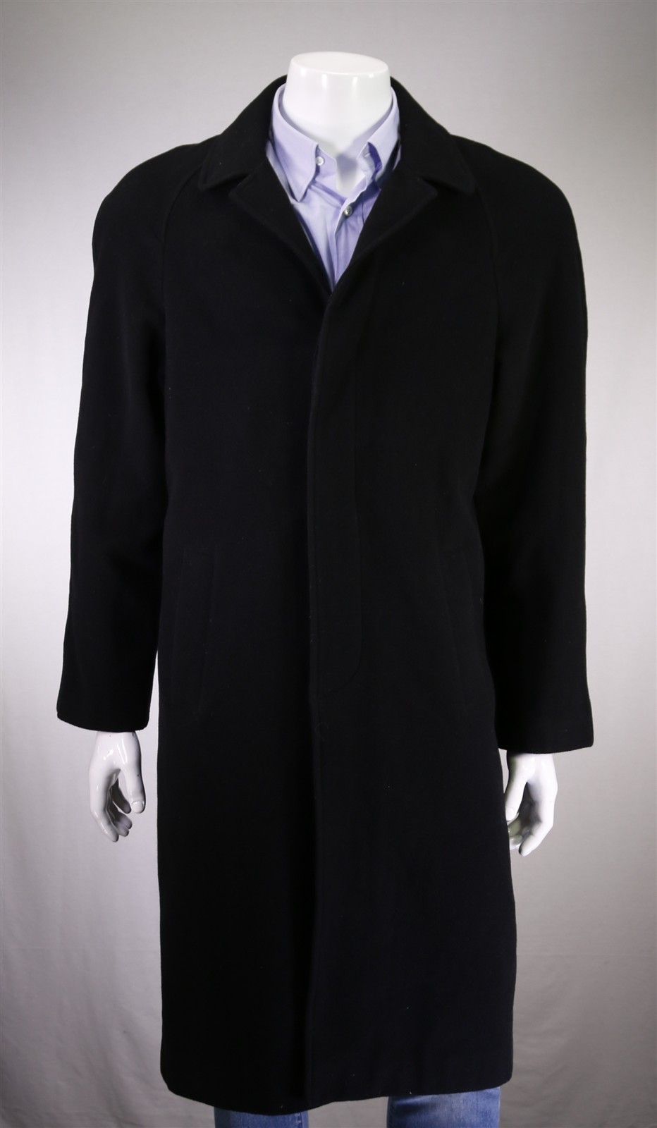 Austin Reed Black Wool Cashmere Full Length Overcoat Coat 38R