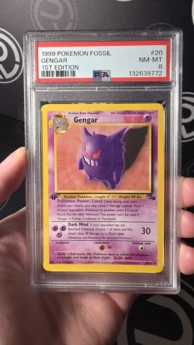 Pokémon Gengar TCG Fossil 1st Edition Nonholo Card 20/62 PSA 8