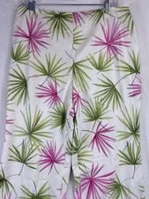 Vintage Talbots Pants 14 Straight Leg Silk Blend Side Zip Leaf Print Lined Women