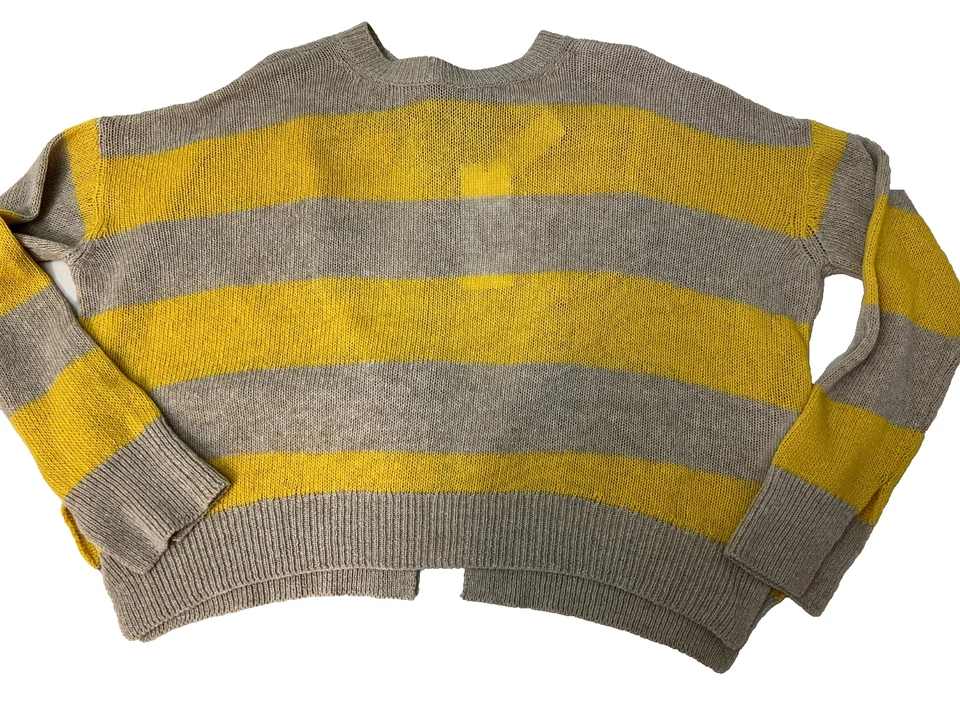 NUEVO Suéter Marni Espalda Abierta Lana Cachemira Tostado Dorado Rayas Corbata Trasera Manga Larga L Foto 3 de 4