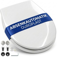 Toiletten Deckel Sitz Klo Brille mit Absenkautomatik Duroplast Wei&szlig; 35 x 44,5 cm