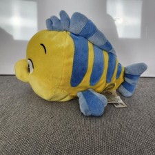 Disney Store Flounder Little Mermaid Small Plush Stuffed Animal Yellow Blue