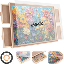 1000 Piece Rotating Puzzle Board with 4 Drawers 22.44"X30.16"Portable Wooden Jig
