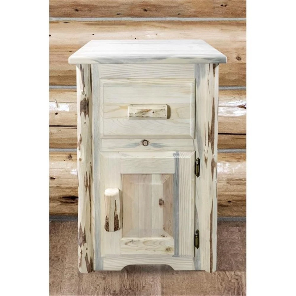 Montana Woodworks Solid Wood End Table with Drawer and Door in Natural - Image 2 of 4