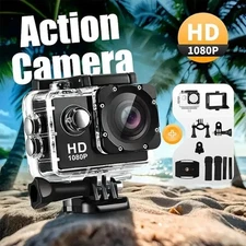 1080P HD Action Camera with 140° Wide Angle, 2.0inch LCD Display