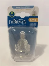 2 Pack Dr. Brown's Natural Flow Standard Silicone Bottle Nipple, Level 3 6m+,...