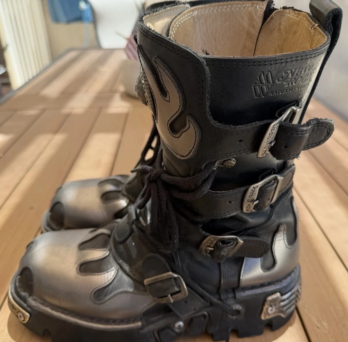 新Rock 拉链皮革鞋面男靴| eBay