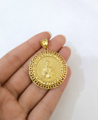 10K Yellow Gold Saint Jude Medallion Pendant Round Thaddeus Religious Charm