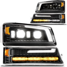 Full LED Headlight Assembly Replacement for Chevrolet 2003-2006 Chevy Silverado