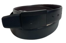 Perry Ellis Reversible Dress Belt Men  s 38 Black Brown Bonded Leather Pin Buckle