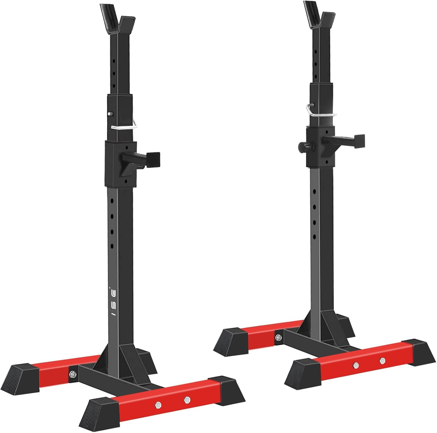 ISE Soporte Barra Pesas Ajustable, Soporte Pesas Barra, Rack Sentadillas Y Press