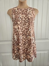 Minkpink Arden Leopard Mini Shift Dress Viscose & Linen Lined Sleeveless Sz L