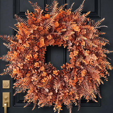 26" Artificial Fall Eucalyptus  Fern Wreath for Front Door Decor Orange 