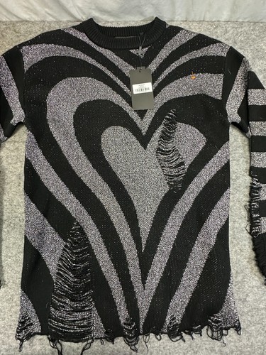 Maglione Killstar Gothic LIBI cuore schiena argento invecchiato med 42" petto nuovo con etichette - Foto 4 di 13