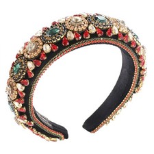 Padded Big Rhinestone Headband Bejewelled Crystal Velvet Wide Hair Accessory