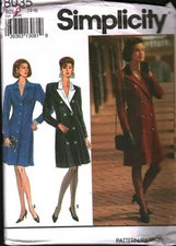 8035 Vintage Simplicity SEWING Pattern Misses Single Double Breasted Coatdress